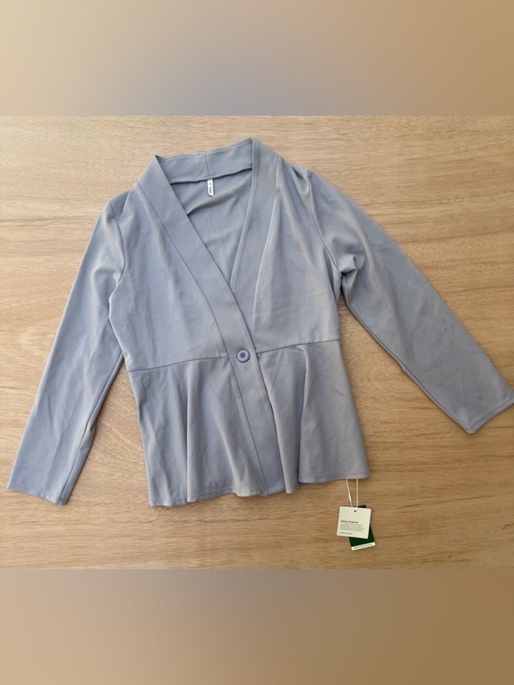 Halara Peplum Blazer Jacket Gray V-Neck Single Button Stretch Knit NWT XL